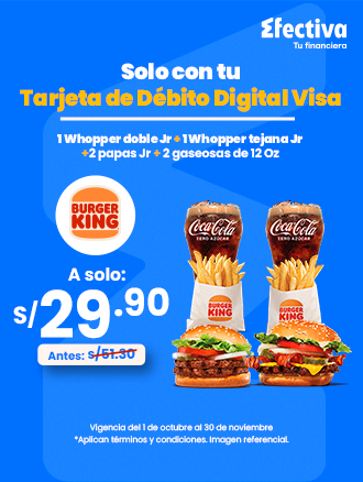 Combo en Burger King a tan solo S/29.90